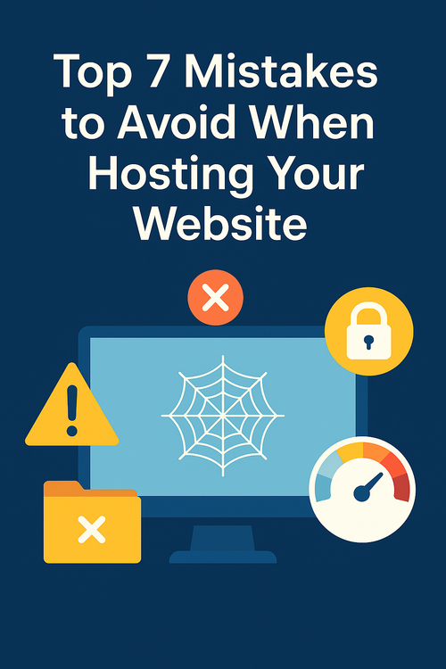 Illustration showing the top 7 web hosting mistakes to avoid for better site performance